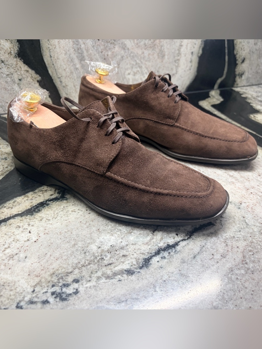 Fratelli Rossetti  Brown Suede Apron Toe Derby Shoes Made in Italy UK 7.5 US 8.5